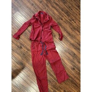 United By Blue Women's Flannel Pajama Set S Red Navy Bear Print Organic Cotton